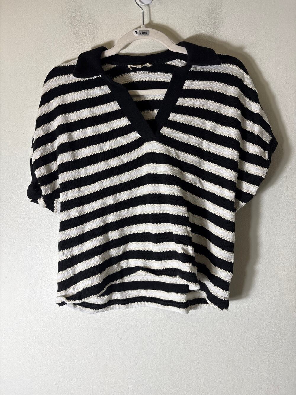 Madewell Black and White Sstripe Short Sleeve Top Sz XS